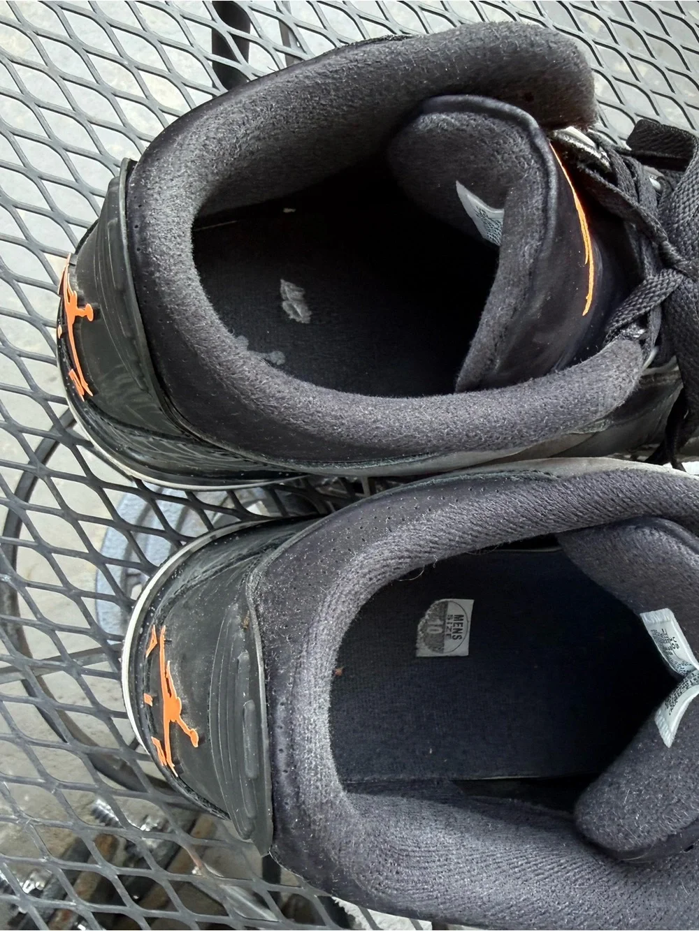 Jordan Men’s Grey and Black Sneakers with Orange Jumpman